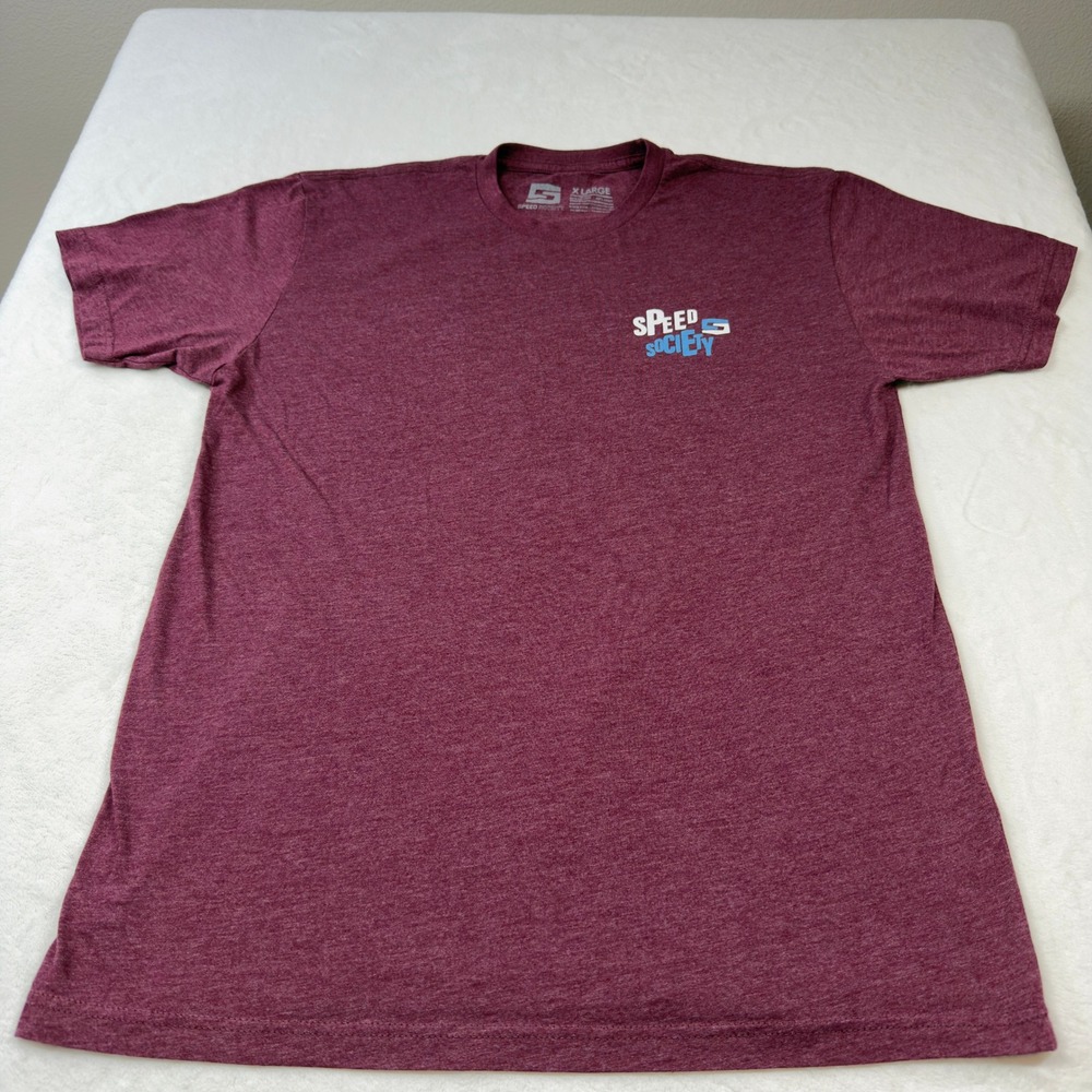 Speed Society Graphic T Shirt Mens XL Burgundy Good Heathered Motor Sports Tee
